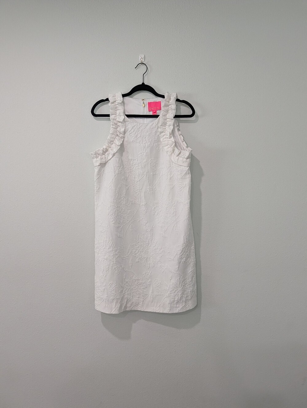 Lilly Pulitzer White Ruffle Shoulder Midi Dress Size Medium - Picture 3 of 9